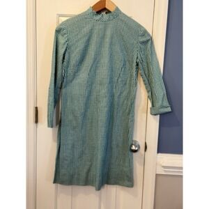 Unbranded Green Gingham Turtleneck Dress Likely 6/ Medium Classic Spring Preppy